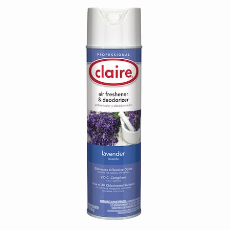 Claire Aerosol Air Freshener and Deodorizer, Lavender, 10 oz Aerosol Spray, 12PK CL191